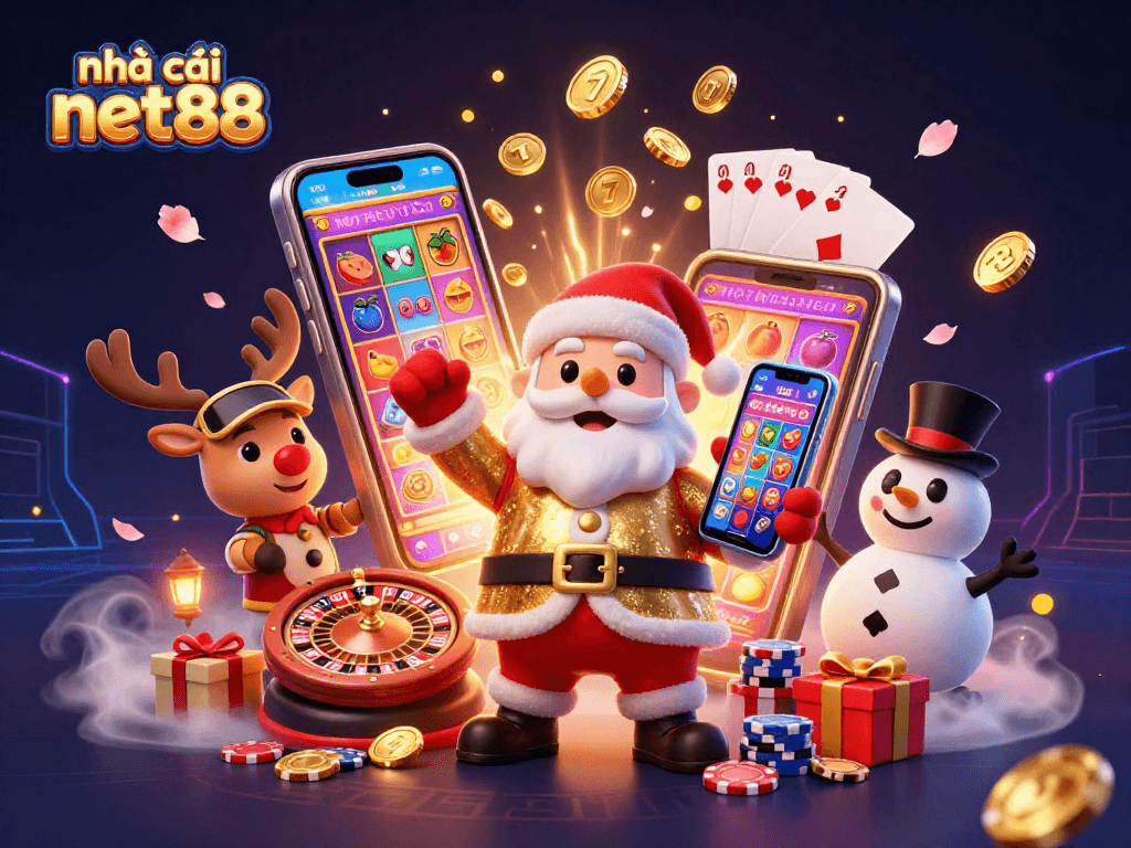 Engage with nhà cái net88 at this vibrant scene featuring a festive casino atmosphere and exciting slot game action.