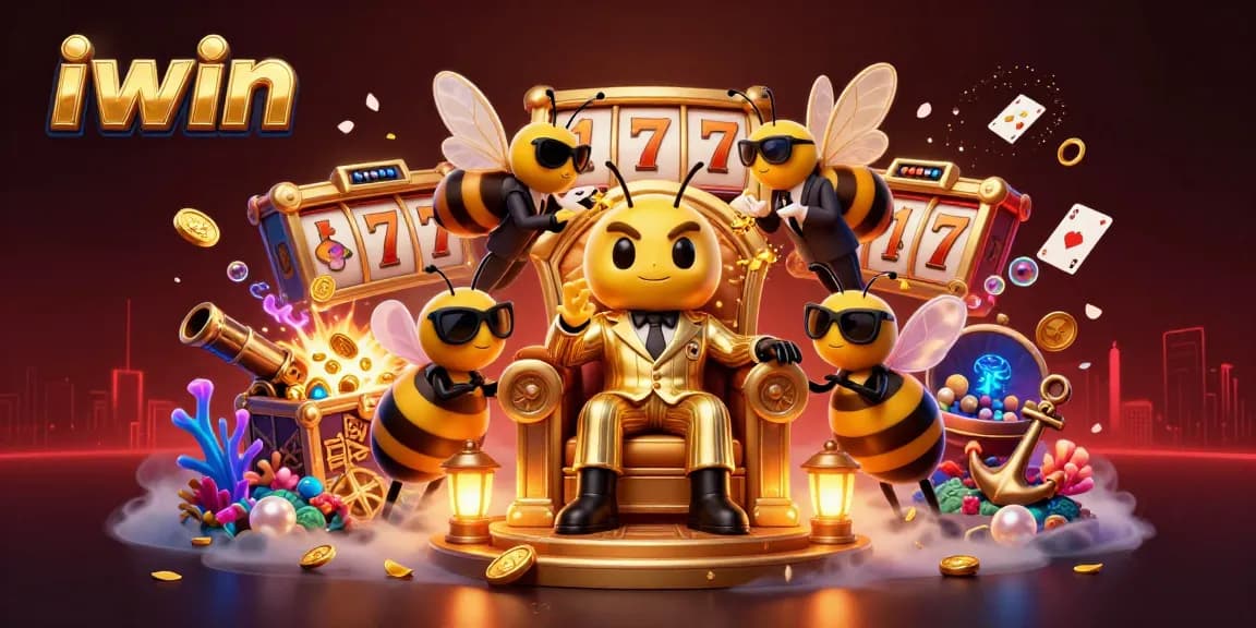 iwin slots scene with bumblebee mob boss and dynamic casino elements in 3D illustration