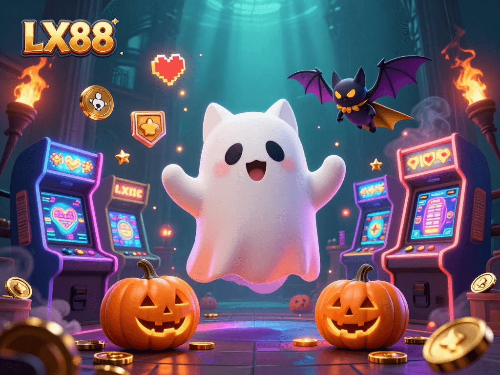 Join the thrilling action at LX88, featuring a ghost cat and a vampire bat in a haunted casino!