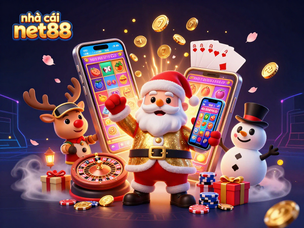 Engage with nhà cái net88 at this vibrant scene featuring a festive casino atmosphere and exciting slot game action.