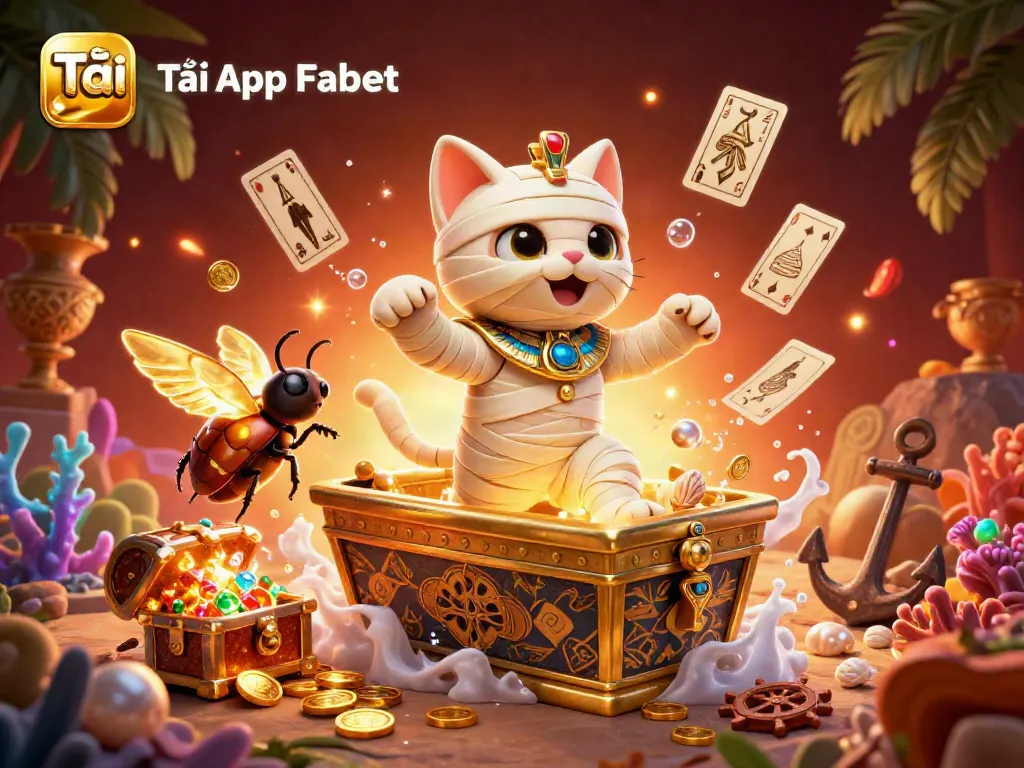 Experience thrills with Tải App Fabet as an Egyptian mummy cat and scarab beetle bring casino adventures to life.