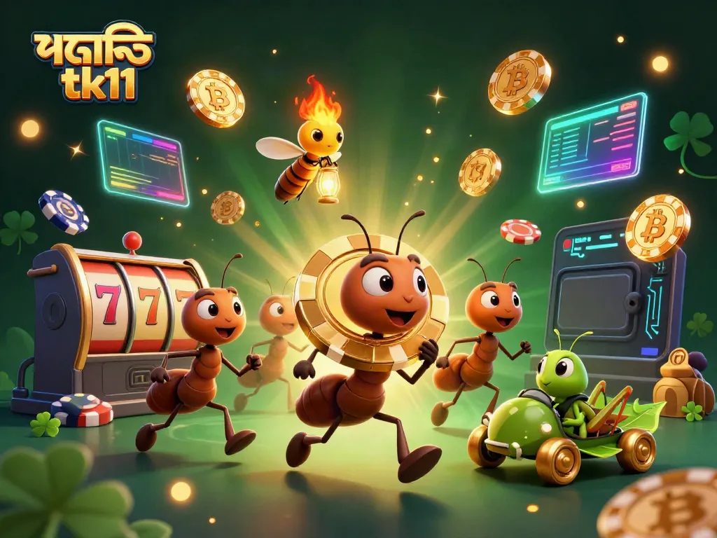 Engaging scene showcasing a heist with ants and poker elements, featuring পদোন্নতি tk11.