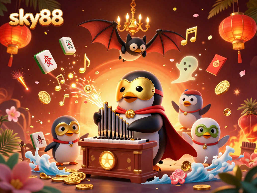 Experience excitement at sky88 with a phantom penguin organist and magical game elements.