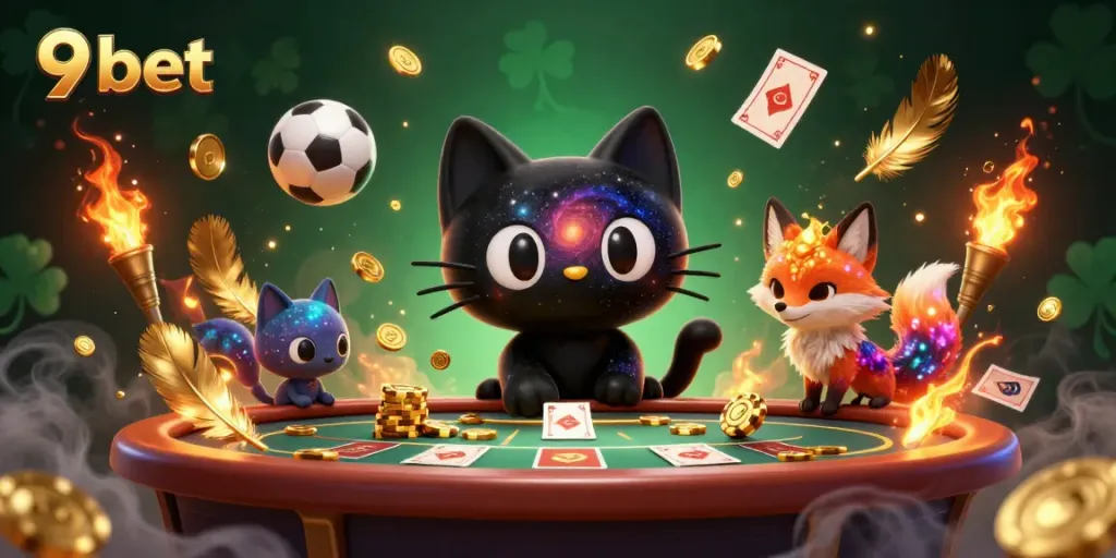 Bet at 9 bet while enjoying a cosmic casino experience with vibrant characters and dynamic game elements.