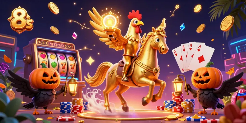 Experience the thrill of 8s in a vibrant casino setting with dynamic 3D characters.