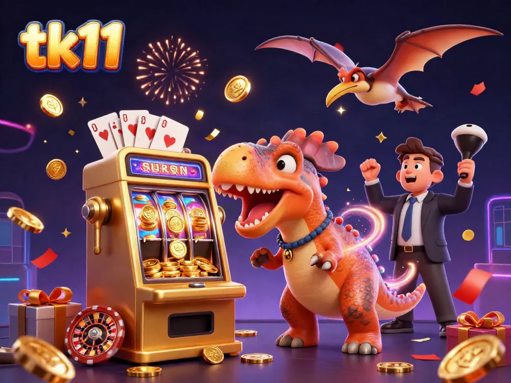 tk11 promotes excitement with a pachycephalosaurus winning jackpots from a slot machine