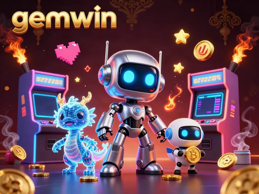 Win with gemwin: Explore vibrant 3D casino illustration showcasing futuristic gaming adventures.
