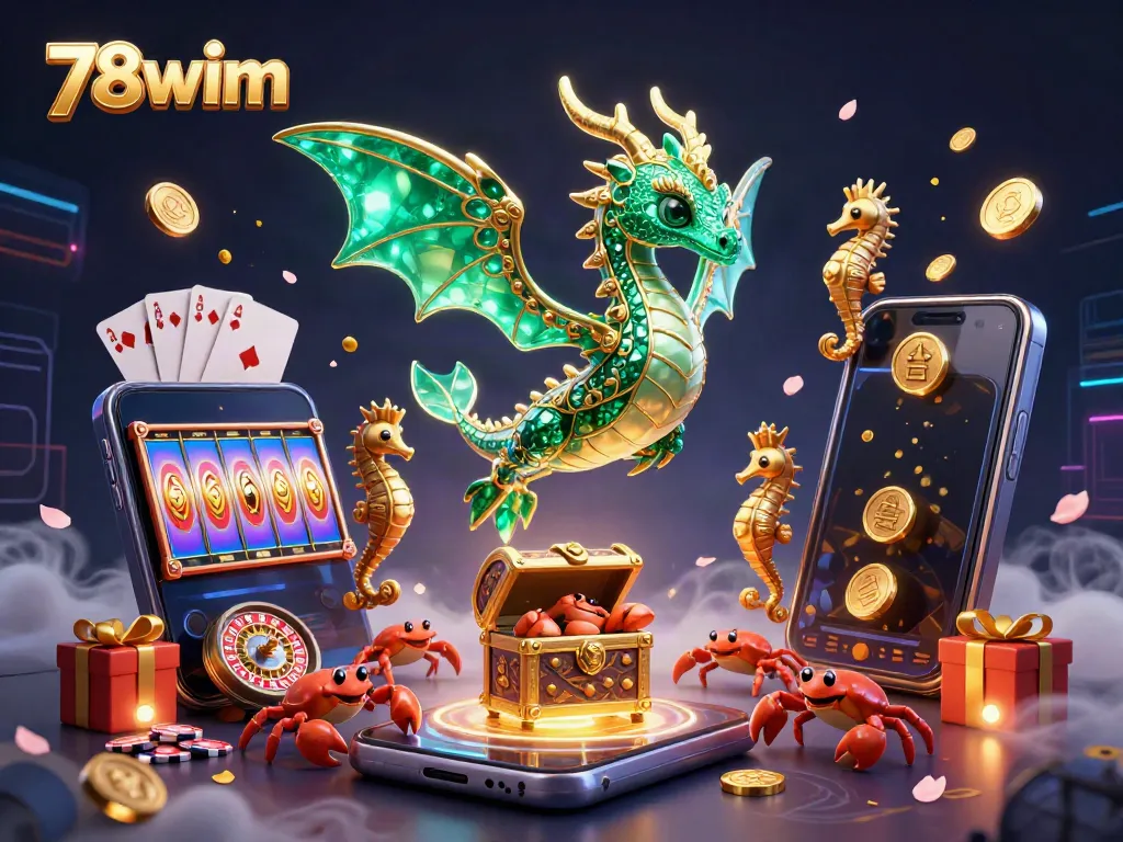Experience the vibrant world of 78wim with engaging characters, games, and treasure in a dazzling visual scene.