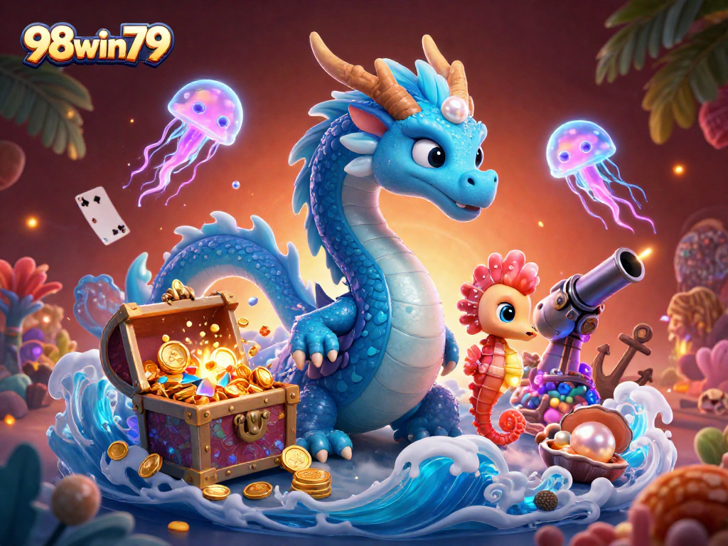 Engage in thrilling gaming experiences with 98win79, featuring a vibrant underwater scene filled with action.