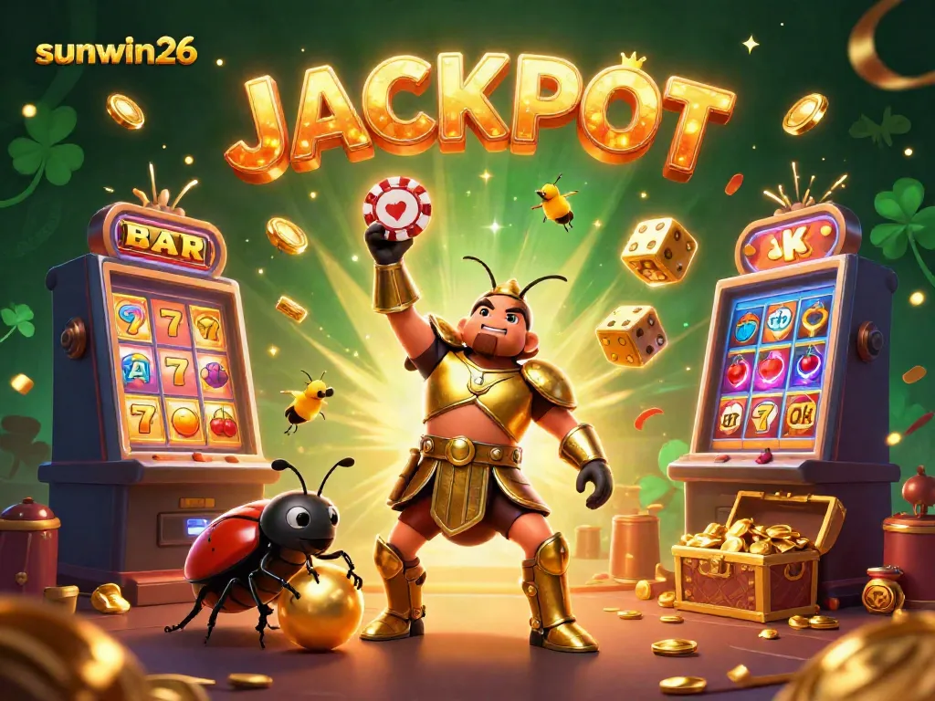 Experience thrilling gameplay with sunwin26 through this vibrant 3D illustration of a jackpot celebration.