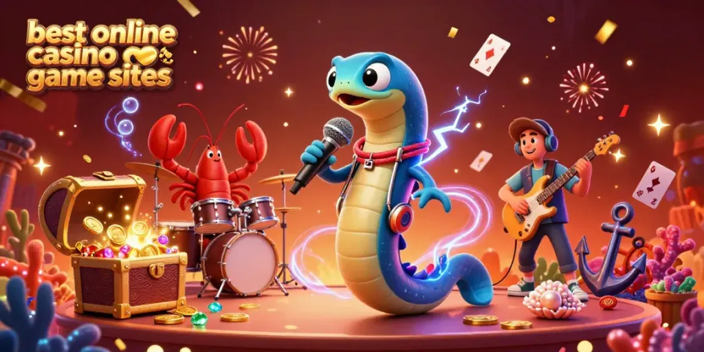 Experience the best online casino game sites with vibrant characters and underwater treasure in this 3D scene.
